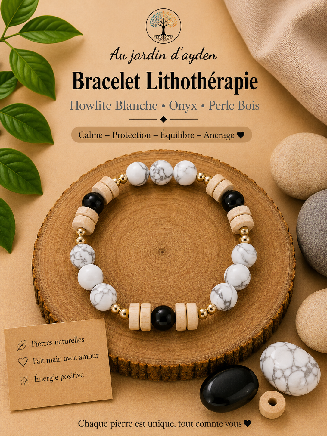 Bracelet pierres naturelles sérénité et ancrage naturel