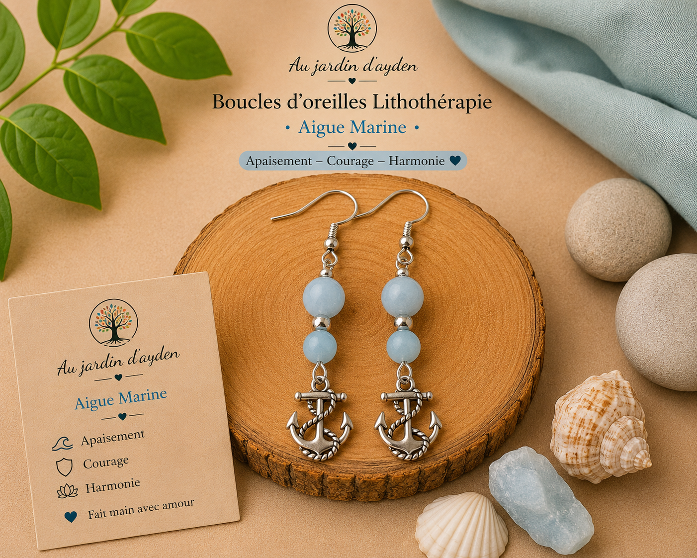 Boucles d oreilles Aigue-Marine