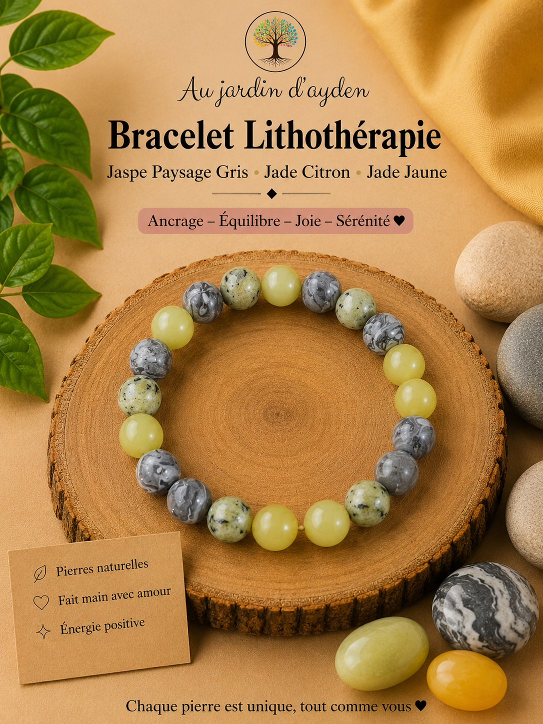 Bracelet pierres naturelles équilibre émotionnel