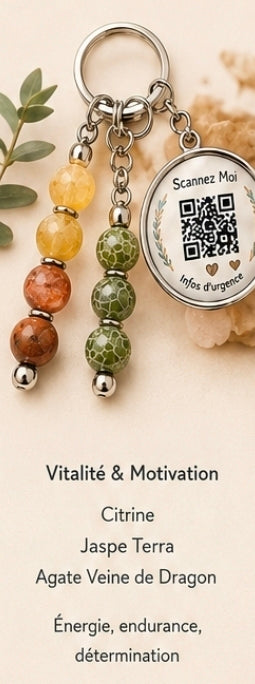Porte clé QR code infos vitales Vitalité et motivation