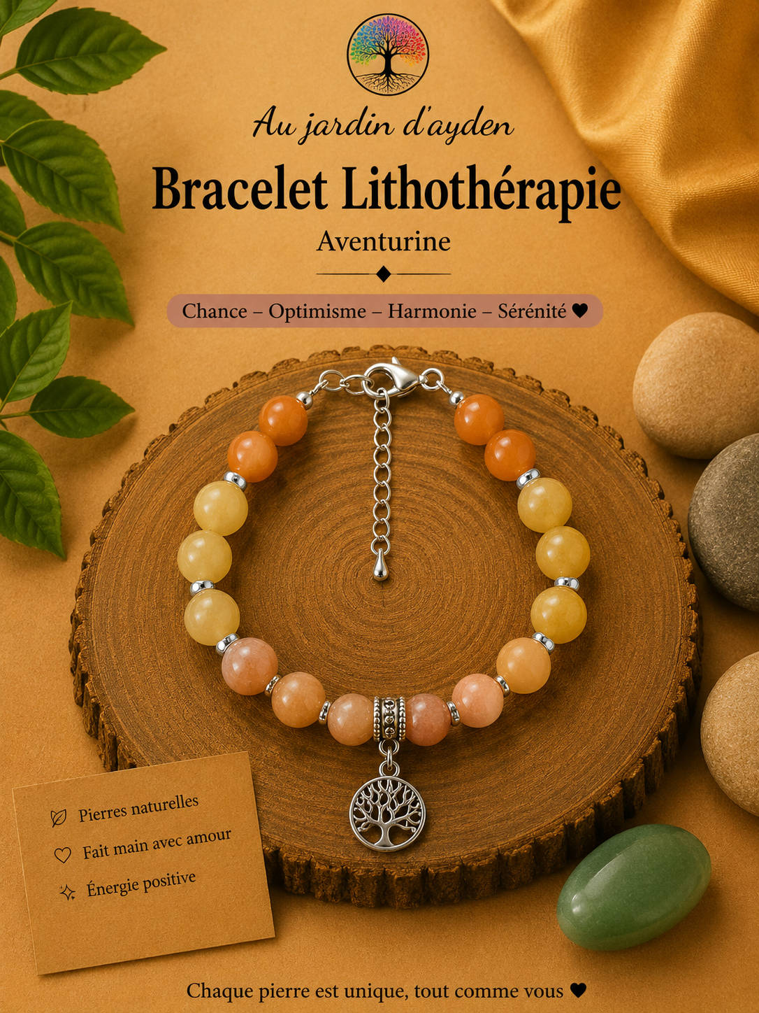Bracelet pierres naturelles chance et croissance personnelle