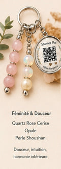 Porte clé QR code infos vitales Féminité et douceur