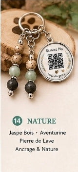 Porte clé QR code infos vitales nature