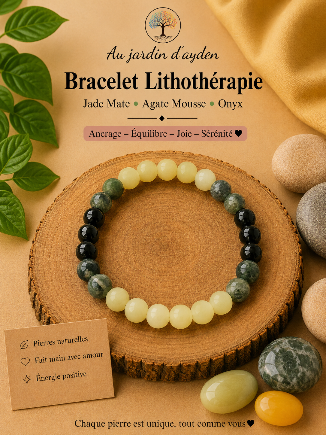 Bracelet pierres naturelles harmonie et protection