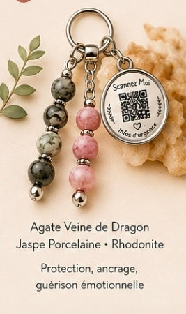 Porte clé QR code infos vitales Protection et douceur